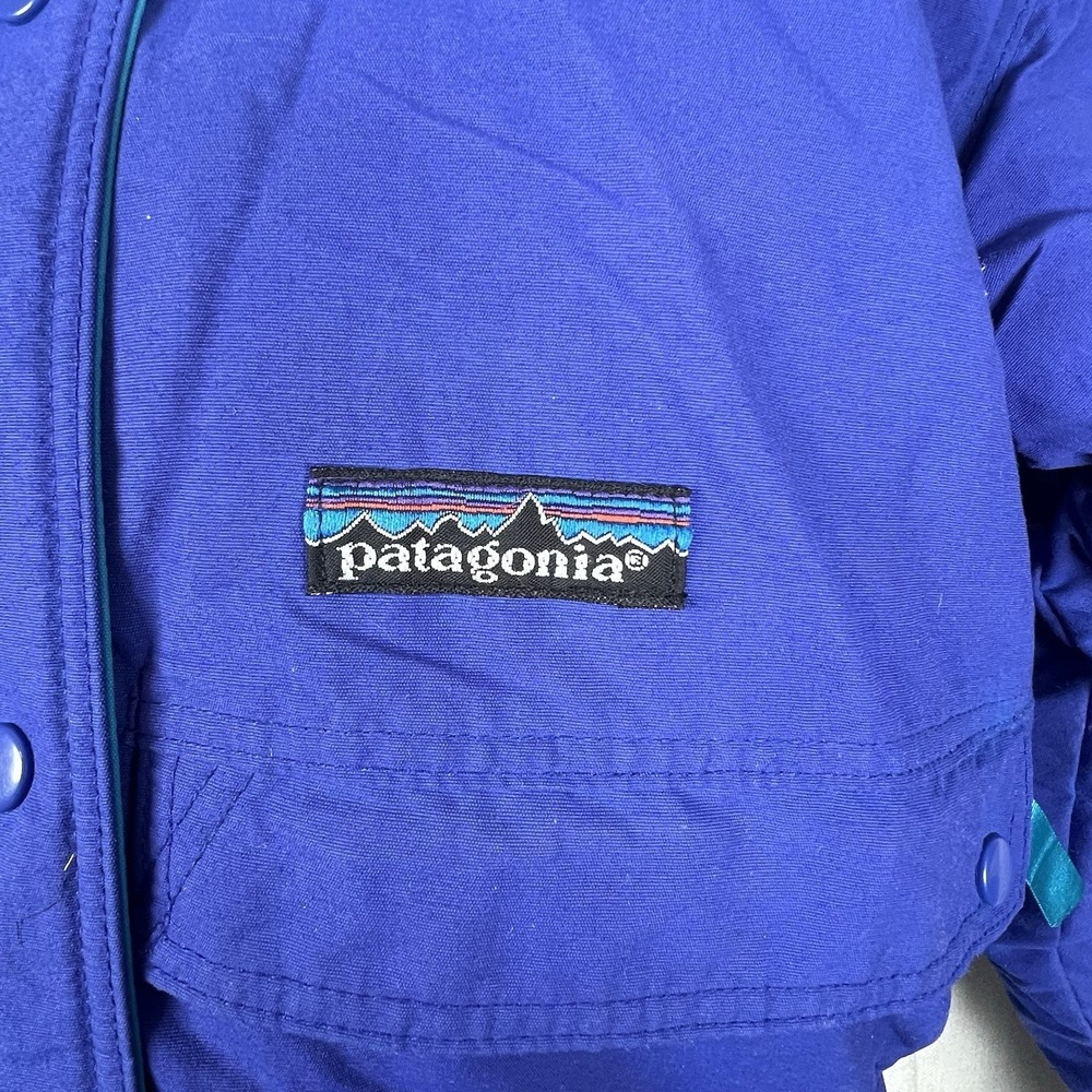 Vintage 90s Patagonia Insulated Parka Coat Jacket Hooded 10 Blue Ski Snow Board - Picture 4 of 15